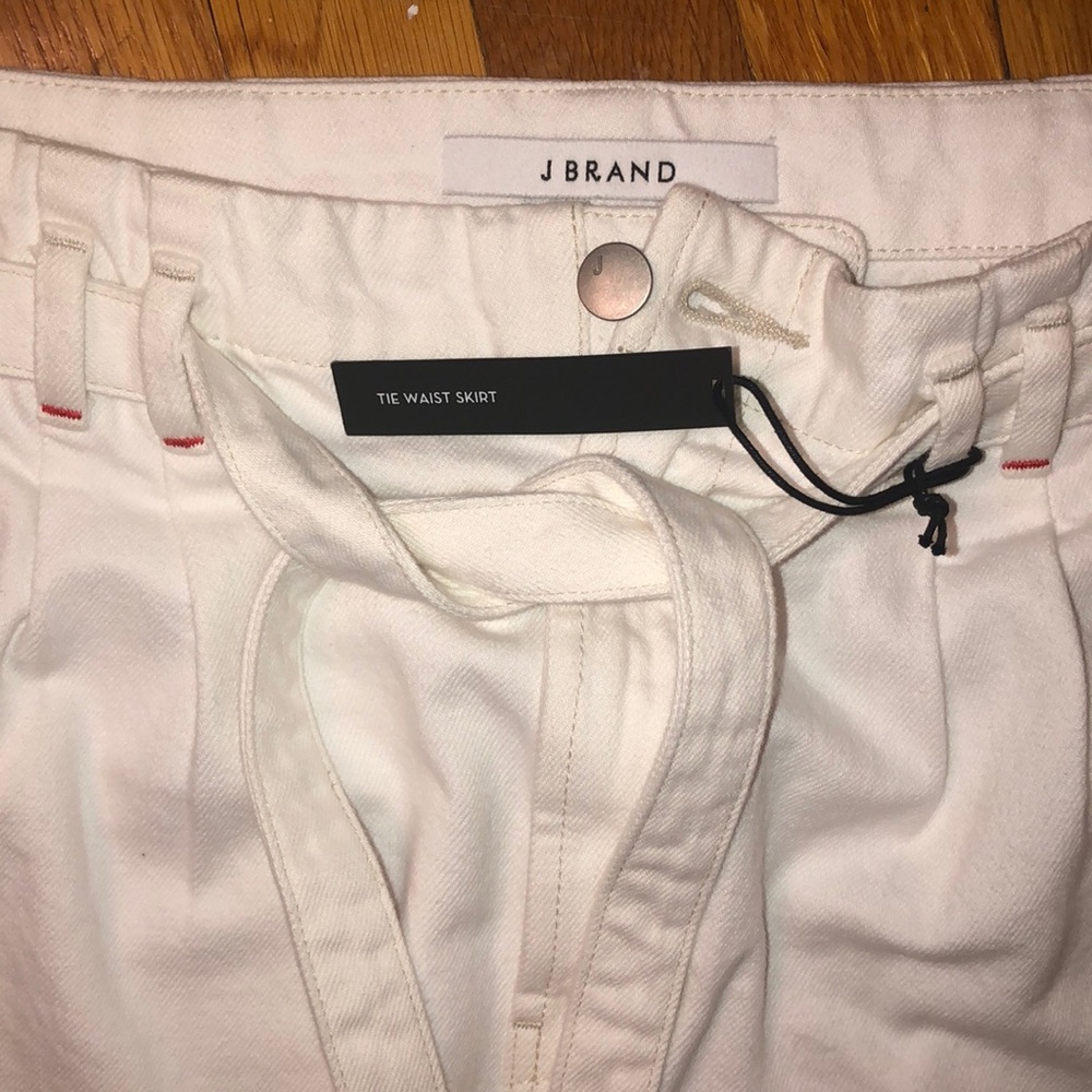 NWT J Brand Tie-Waist White Denim Skirt, 27 - Picture 7 of 8